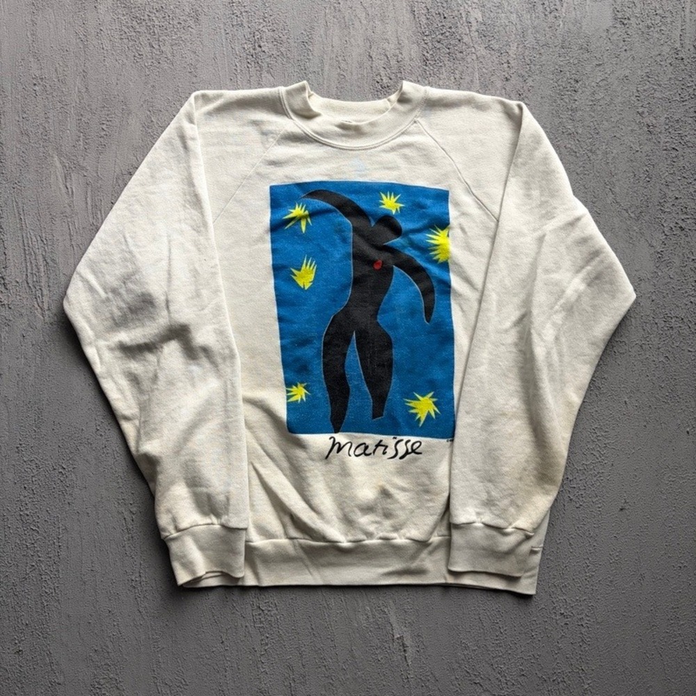 Vintage Herni Matisse Sweatshirt XL White 1990s Icarus Art Graphic Crewneck
